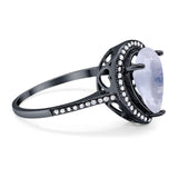 Art Deco Pear Natural Stone Wedding Ring