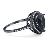 Art Deco Pear Natural Stone Wedding Ring