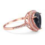 Art Deco Pear Natural Stone Wedding Ring