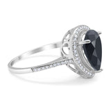 Art Deco Pear Natural Stone Wedding Ring