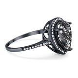 Art Deco Pear Natural Stone Wedding Ring