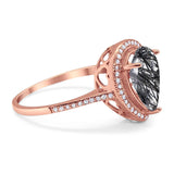 Art Deco Pear Natural Stone Wedding Ring