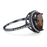 Art Deco Pear Natural Stone Wedding Ring