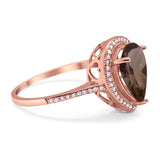 Art Deco Pear Natural Stone Wedding Ring