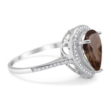 Art Deco Pear Natural Stone Wedding Ring