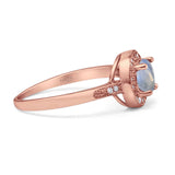 Vintage Style Halo Round Natural Stone Ring