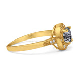 Vintage Style Halo Round Natural Stone Ring