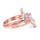 Three Piece Oval Natural Stone Chevron Ring