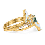 Three Piece Oval Natural Stone Chevron Ring