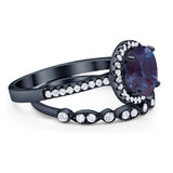 Two Piece Round Natural Stone Bridal Ring