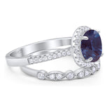 Two Piece Round Natural Stone Bridal Ring