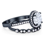 Two Piece Round Natural Stone Bridal Ring