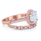 Two Piece Round Natural Stone Bridal Ring
