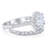 Two Piece Round Natural Stone Bridal Ring