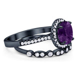 Two Piece Round Natural Stone Bridal Ring