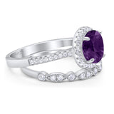 Two Piece Round Natural Stone Bridal Ring