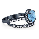 Two Piece Round Natural Stone Bridal Ring