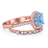 Two Piece Round Natural Stone Bridal Ring