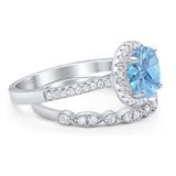 Two Piece Round Natural Stone Bridal Ring