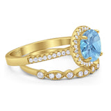 Two Piece Round Natural Stone Bridal Ring