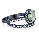 Two Piece Round Natural Stone Bridal Ring