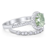 Two Piece Round Natural Stone Bridal Ring