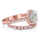 Two Piece Round Natural Stone Bridal Ring