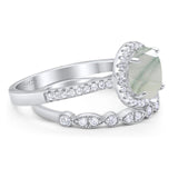 Two Piece Round Natural Stone Bridal Ring