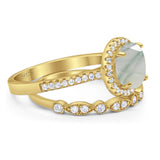 Two Piece Round Natural Stone Bridal Ring