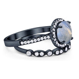 Two Piece Round Natural Stone Bridal Ring