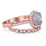 Two Piece Round Natural Stone Bridal Ring