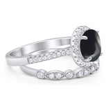 Two Piece Round Natural Stone Bridal Ring