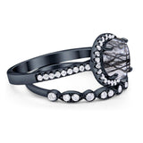 Two Piece Round Natural Stone Bridal Ring