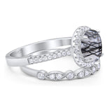 Two Piece Round Natural Stone Bridal Ring