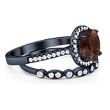 Two Piece Round Natural Stone Bridal Ring