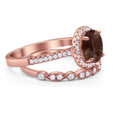 Two Piece Round Natural Stone Bridal Ring