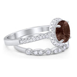Two Piece Round Natural Stone Bridal Ring