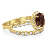 Two Piece Round Natural Stone Bridal Ring