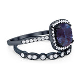 Two Piece Round Natural Stone Bridal Ring