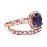 Two Piece Round Natural Stone Bridal Ring