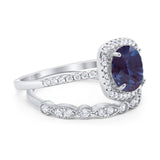 Two Piece Round Natural Stone Bridal Ring