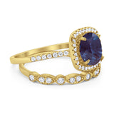 Two Piece Round Natural Stone Bridal Ring