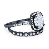 Two Piece Round Natural Stone Bridal Ring
