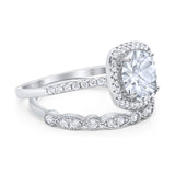 Two Piece Round Natural Stone Bridal Ring