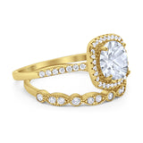 Two Piece Round Natural Stone Bridal Ring