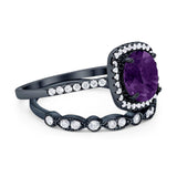 Two Piece Round Natural Stone Bridal Ring