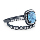 Two Piece Round Natural Stone Bridal Ring