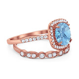 Two Piece Round Natural Stone Bridal Ring