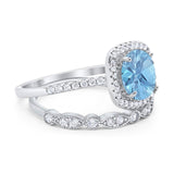Two Piece Round Natural Stone Bridal Ring