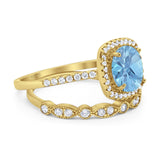 Two Piece Round Natural Stone Bridal Ring